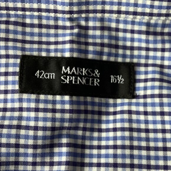 Marks & Spencer Vintage Men's Long Sleeve Shirt Collar Size 16 1/2 42 cm - Picture 9 of 10